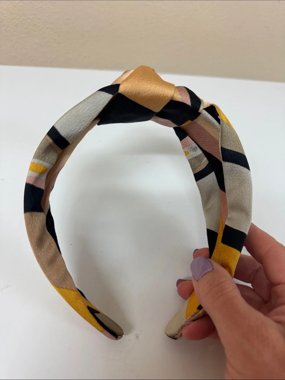 Anthropologie Knotted Headband in Pink, Tan & Yellow